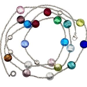 Antica Murrina Italy Double Strand Murano Art Glass Multicolored Beaded Necklace